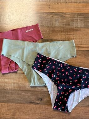 La Vie En Rose Pink, Sage & Black Cherry Print Girls Bikini Briefs